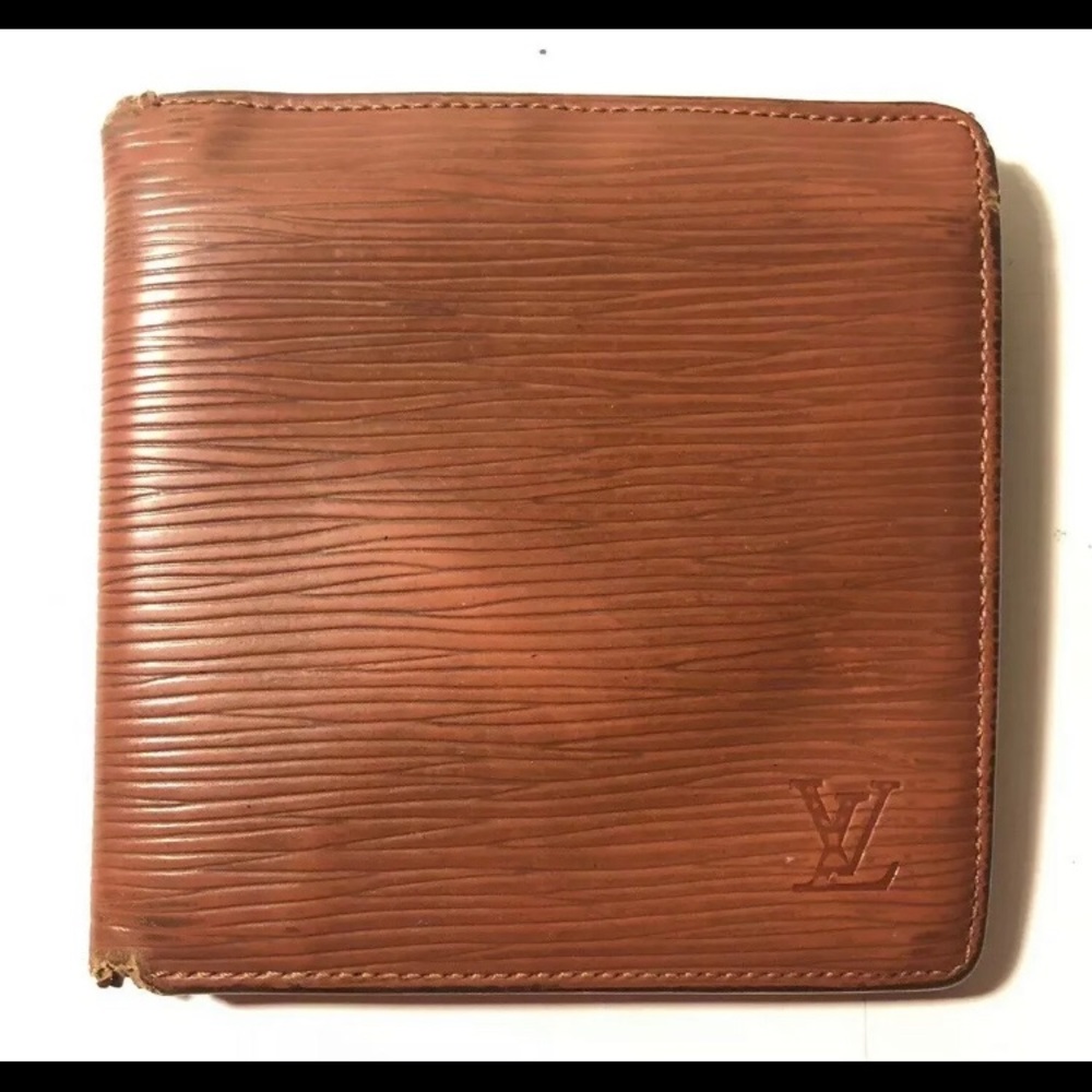 LOUIS VUITTON Epi Brown Leather Bifold Wallet Slim